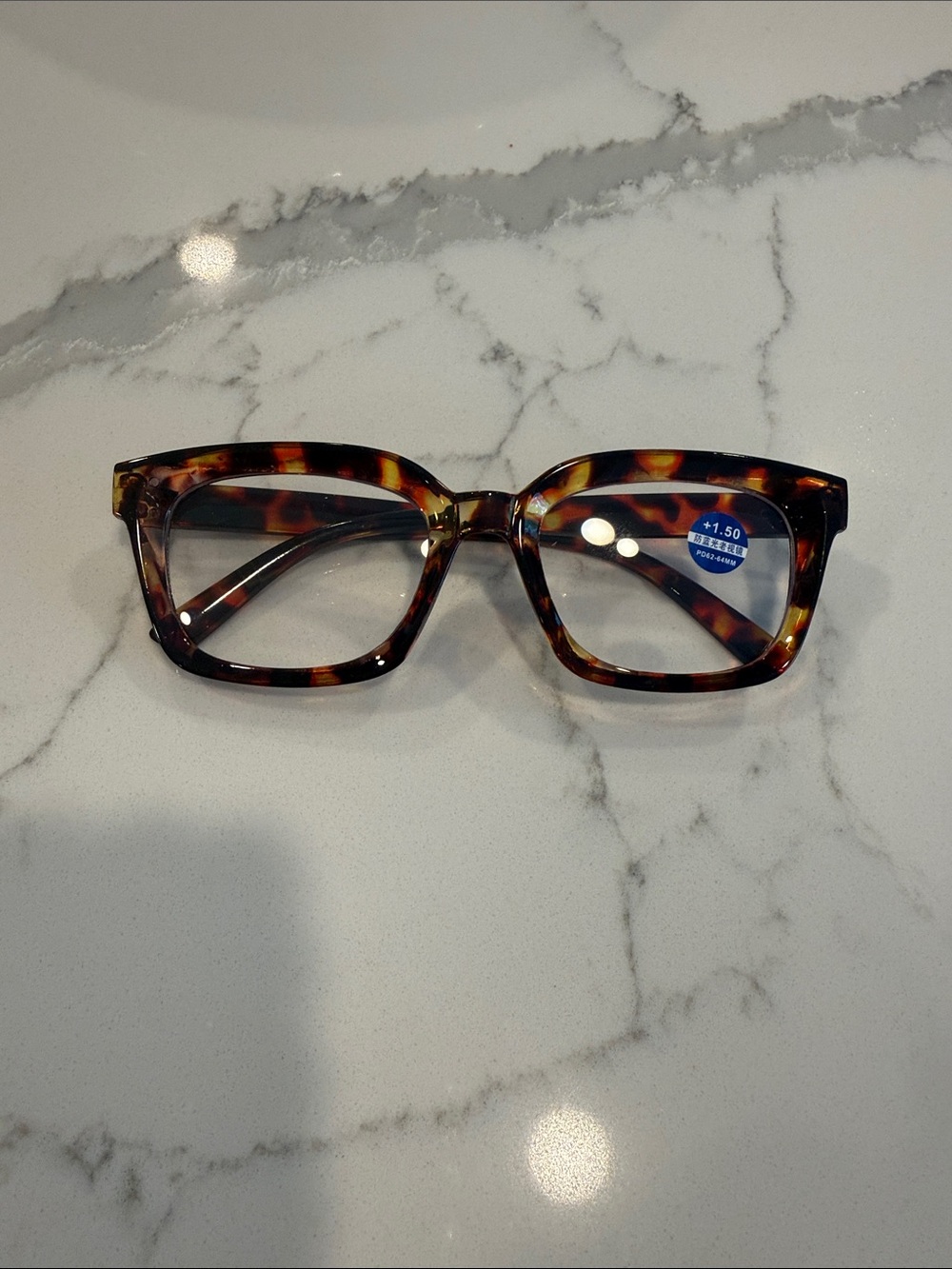 Tortoiseshell Rectangle Frames/Reading Glasses +1.50